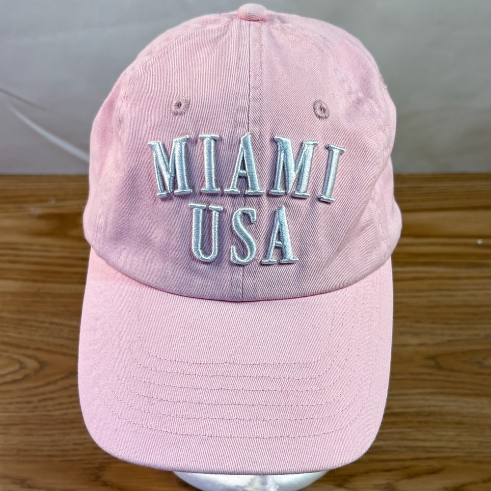 Unbranded‎ Miami USA Baseball Cap Hat Pink One Size Good Embroidered Adjustable